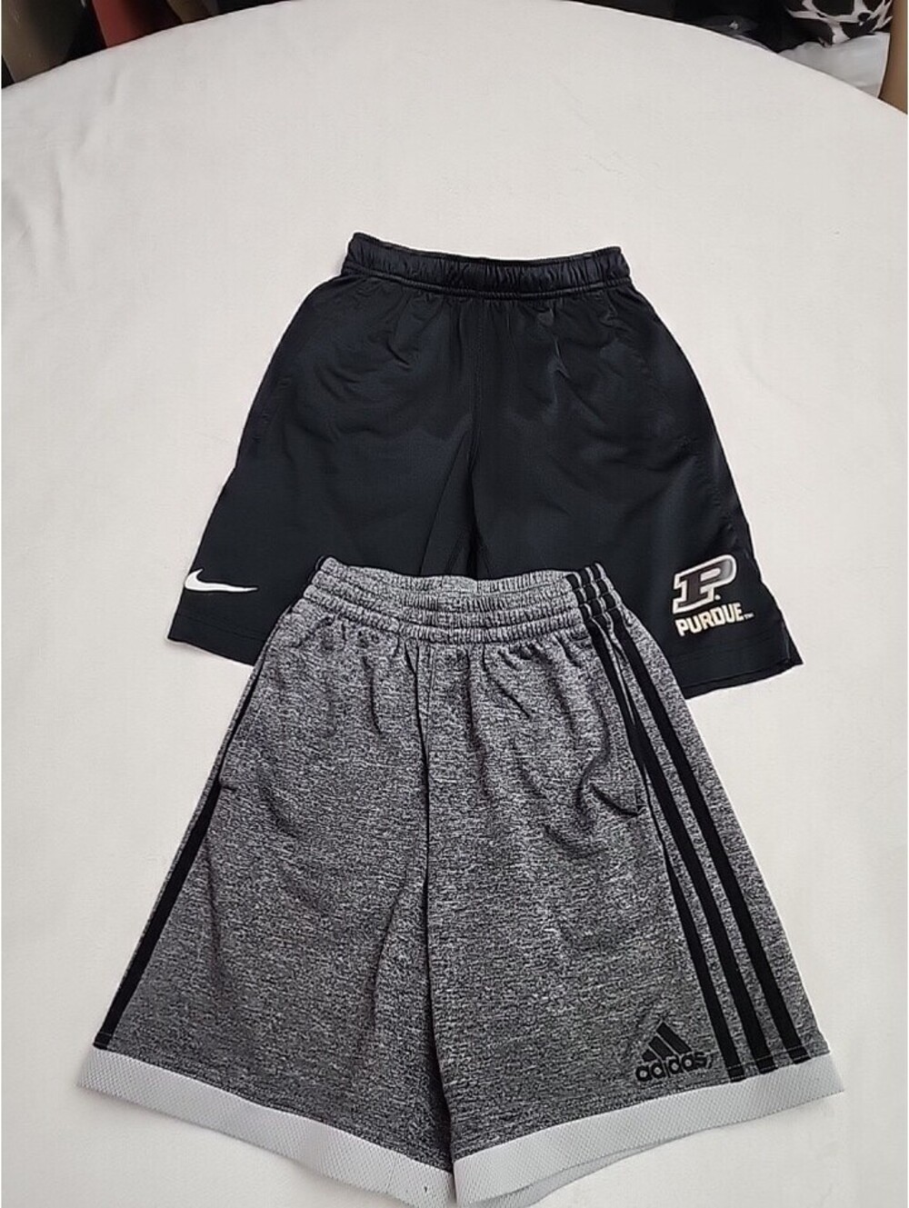 Lot of 2 Adidas Youth Shorts Sz S /P 7/8 Black Gray Active